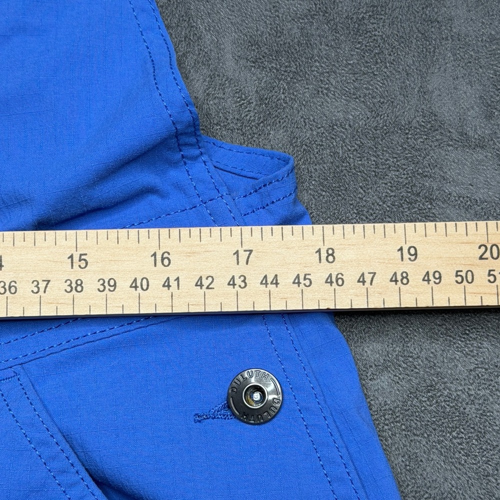 Duluth Heirloom Gardening Shorts Overalls Womens Medium Royal Blue Bib Shortalls - Picture 5 of 8